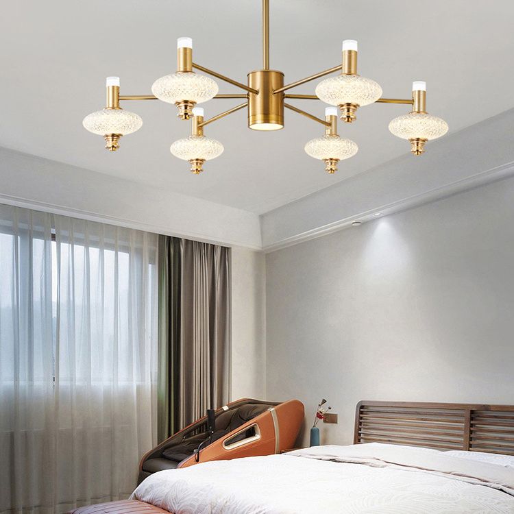 Metal Sputnik Candelier Minimalista Ligera Led con luz acrílica de cuentas