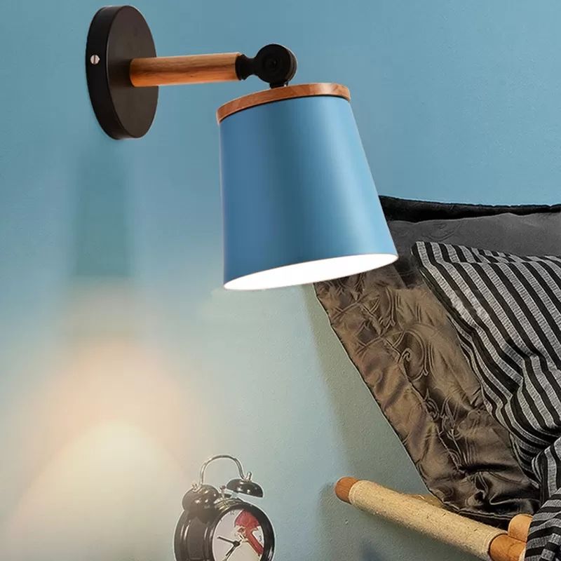 Single Light Trapezoid Sconce Light Rotatable Macaron Loft Metal Wall Lamp for Bedside