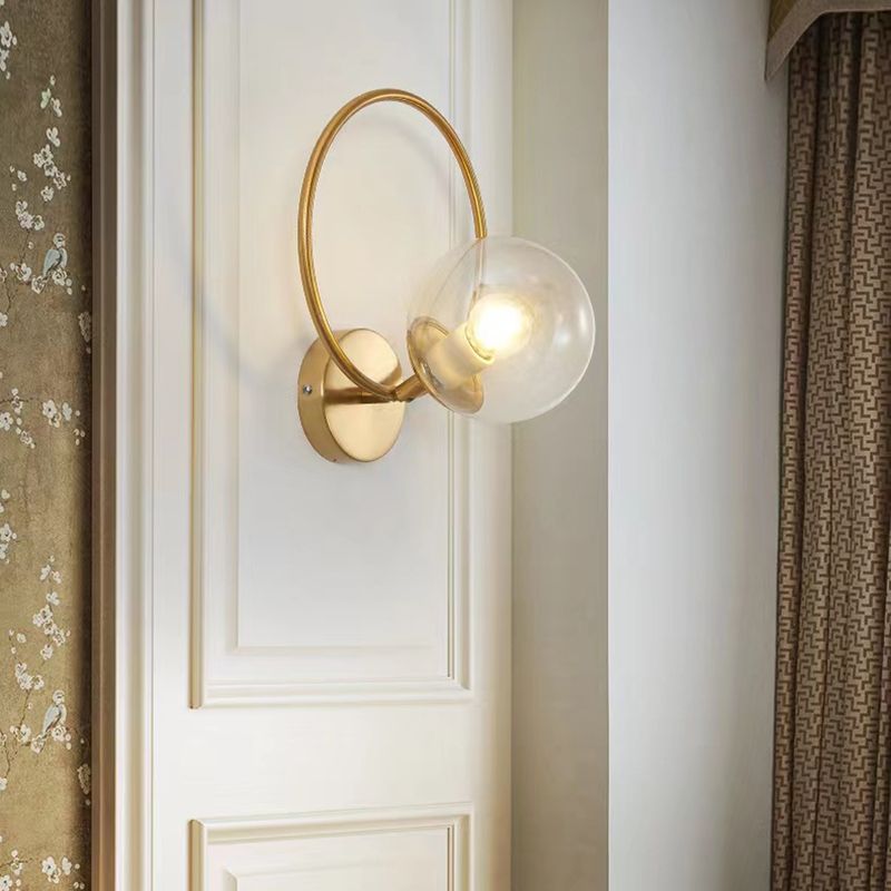 Modernism Wall Sconce Spherical Glass Wall Light Fixture for Bedroom