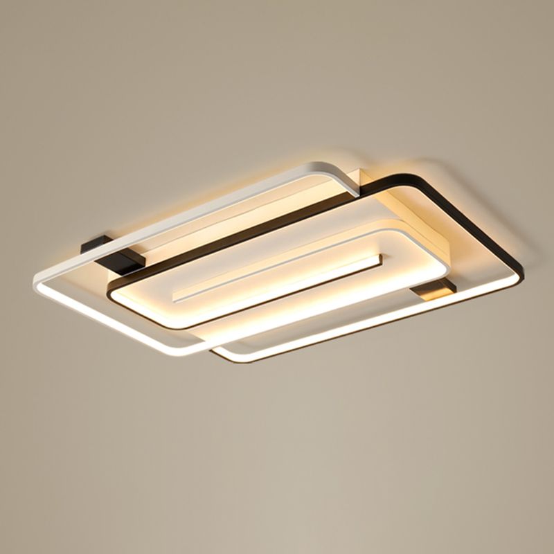 LED Modern Metal Flush Mount Linear Shape Ceiling Light with Acrylic Shade for Bedroom