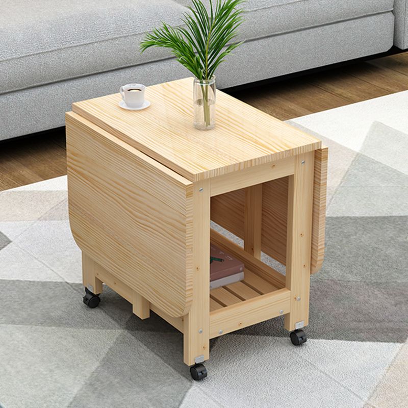 Contemporary Natural Rectangle Coffee Table Single Folding Cocktail Table