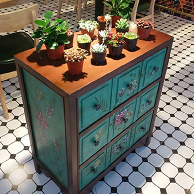 Mid-century Modern Accent Chest with Drawers, Wooden Rectangle Chest