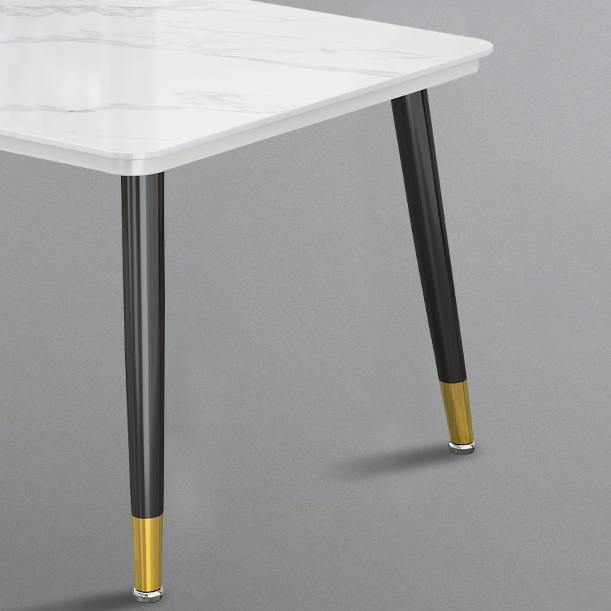 Mesa de forma rectangular estándar glamorosa mesa de comedor de cocina de piedra sinterizada con 4 patas base