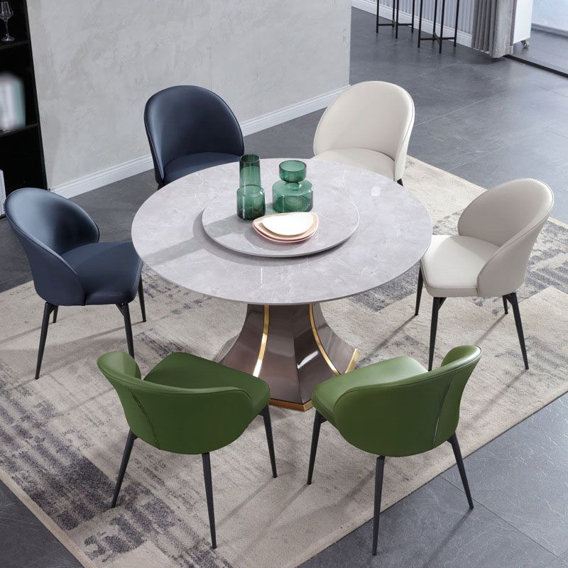 Contemporary Style Dining Chairs Kitchen Armless Chairs with Metal Legs