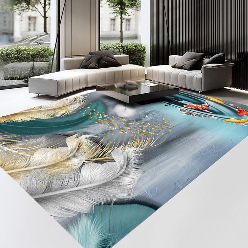 Gold Feather Carpet Polyester Gorgeous Carpet Non-Slip Backing Carpet for Home Decor