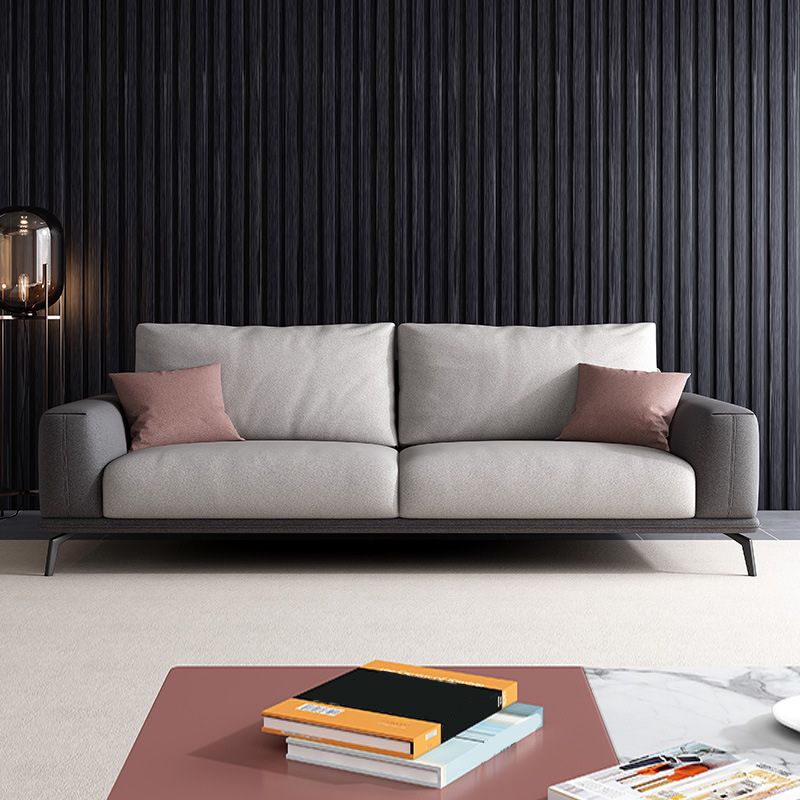 Fabric Living Room Square Arm Standard Cushions Light-grey Settee