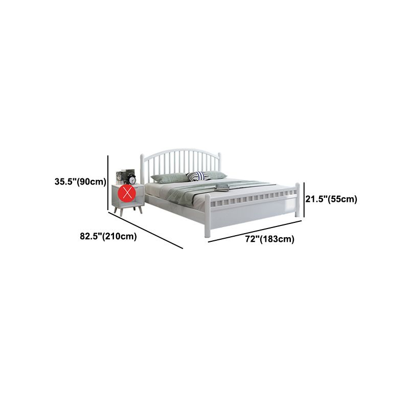 Contemporary Wood Slat Bed Arched Headboard Bed Set in White