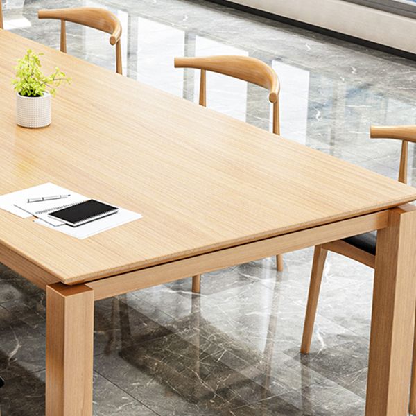 Rectangle Wood Color Dining Table Solid Wood Table Minimalist with 4 Legs