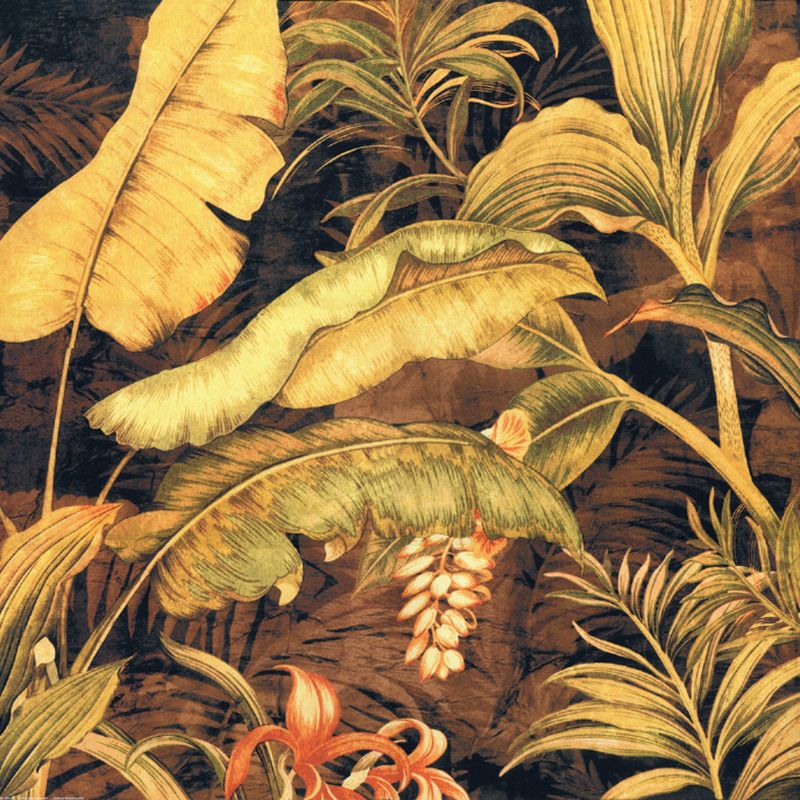 Stain-Proof Wall Covering Murals Tropical Non-Woven Wall Art with Banana Leaves Pattern