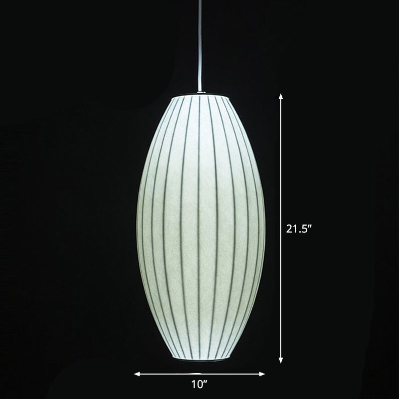 White Lantern Hanging Lamp Japanese Style Single Artificial Silk Pendant Lighting Fixture