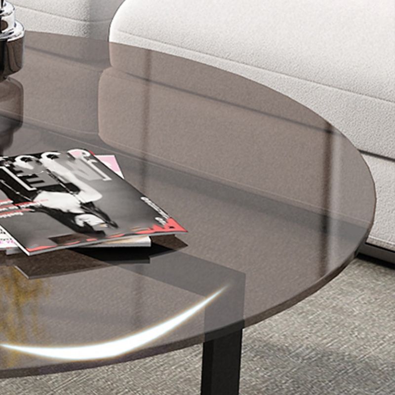 17" Wide Contemporary Coffee Table Round Glass Top Cocktail Table