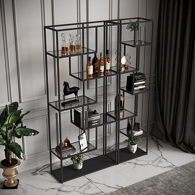 Libreria etagere industriale aperta verticale telaio di ferro invalido scaffale in vetro