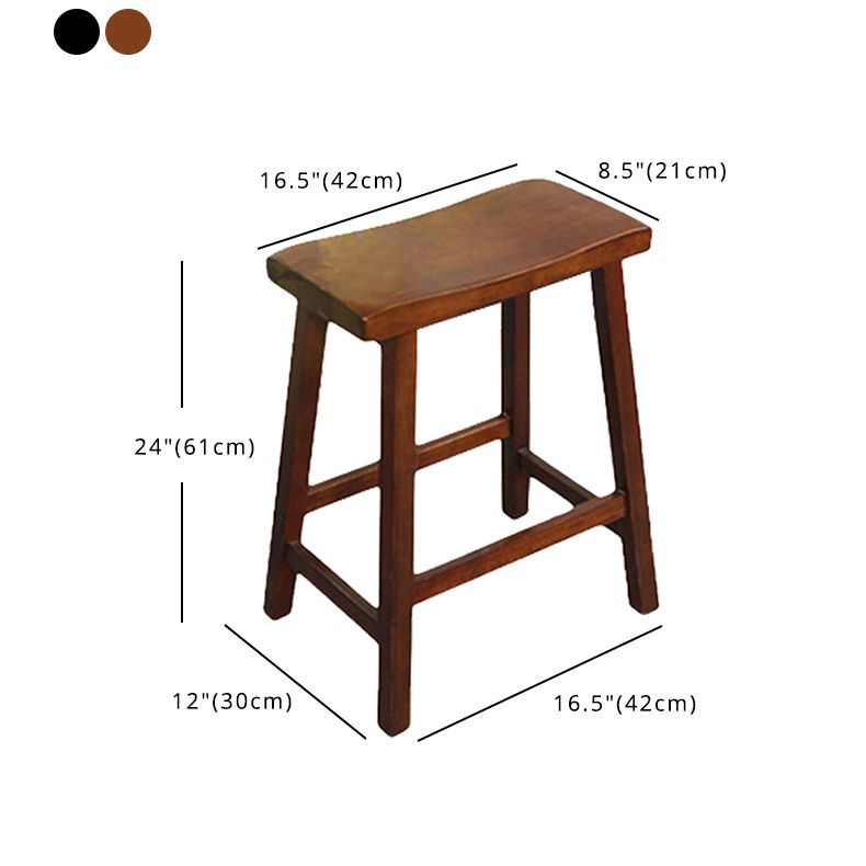 Modern Indoor Solid Wood Counter & Bar Stool Saddle Seat Backless Bar Stool