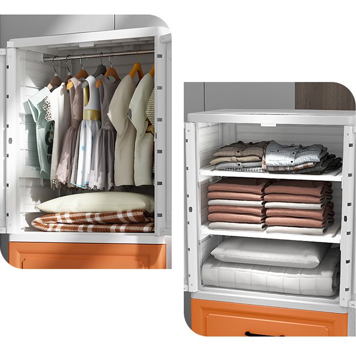 Contemporary Style Wardrobe Plastic Bedroom Wardrobe Closet With Drawer