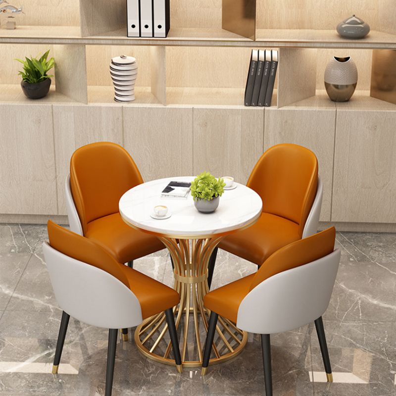 Metal Traditional Luxury Round Table Sintered Stone Top Indoor Table for Home