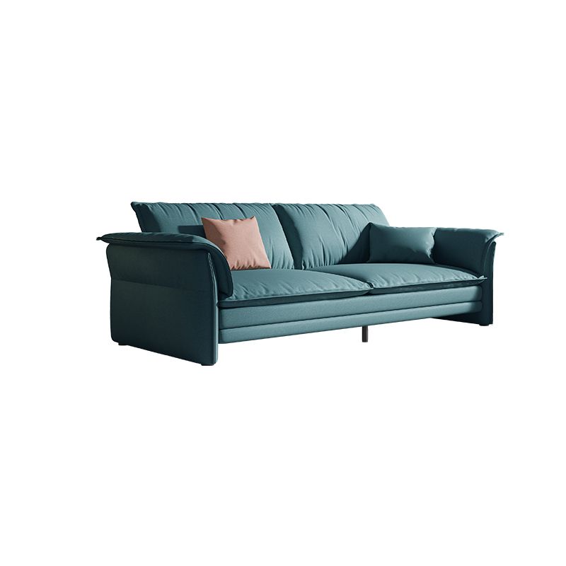 Contemporary Living Room Faux Leather Sofa Green Stain-Resistant Couch