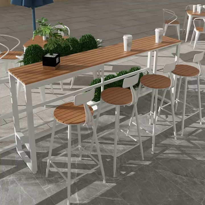 Industrial Water Resistant Bar Table Brown Plastic Top Table