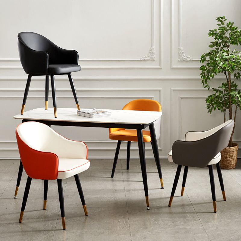 Chaises de salle à manger en métal de Style nordique, chaise latérale à bras arrière ouvert pour la cuisine