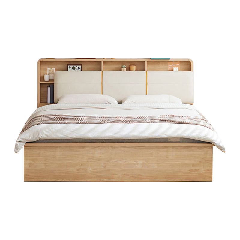 Nordic Solid Wood Bookcase Included Bed Frame Lift Up Storage Bed