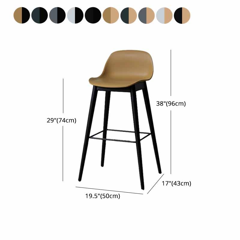 Taburetes de madera escandinavos para mostrador, taburetes de bar de plástico con respaldo bajo y reposapiés