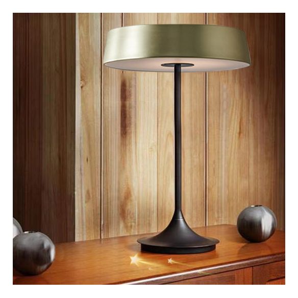 Lampada da tavolo a forma di tamburo in metallo stile minimalista LED per camera da letto e lampada da notte