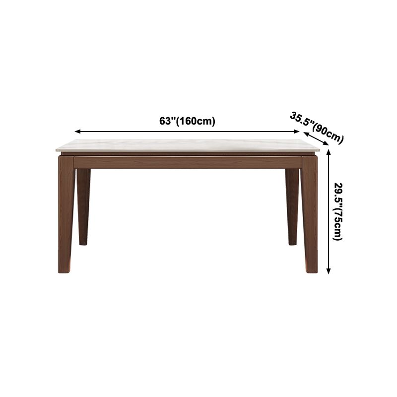 Moderne moderne eettafel uit het midden van de eeuw gesinterde stenen top eettafel met houten basis voor keuken