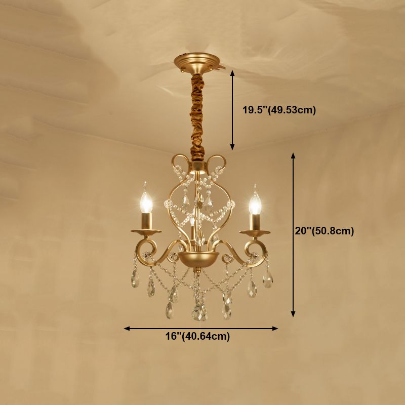 Crystal Metal Chandelier Lighting Fixtures Candlestick Chandelier in Gold for Living Room