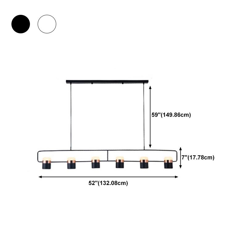 Modern Metal Track Lamps Multi-Head Restaurant Island Light Fixtures with Cylinder Shade