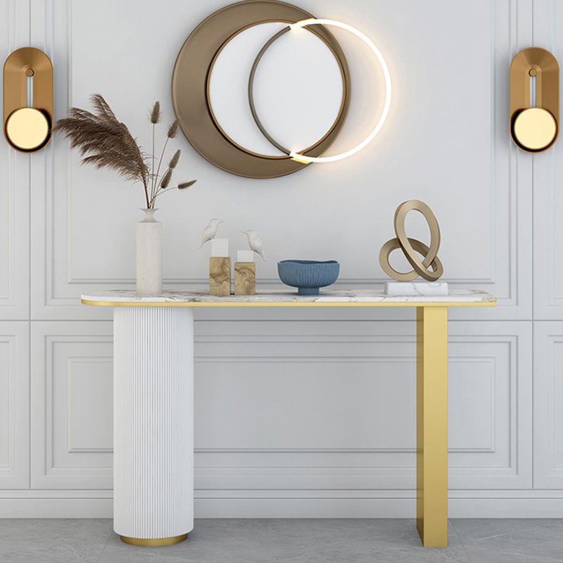 Glam Half Moon Console Table Marble Stain Resistant Scratch Resistant Console