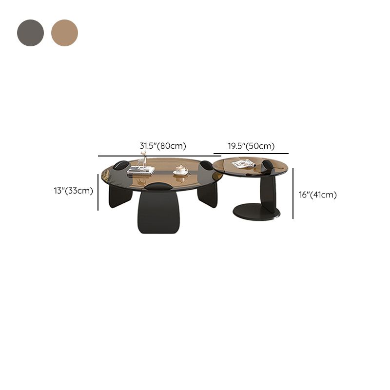 3 Legs Coffee Cocktail Table with Round Glass Top Contemporary