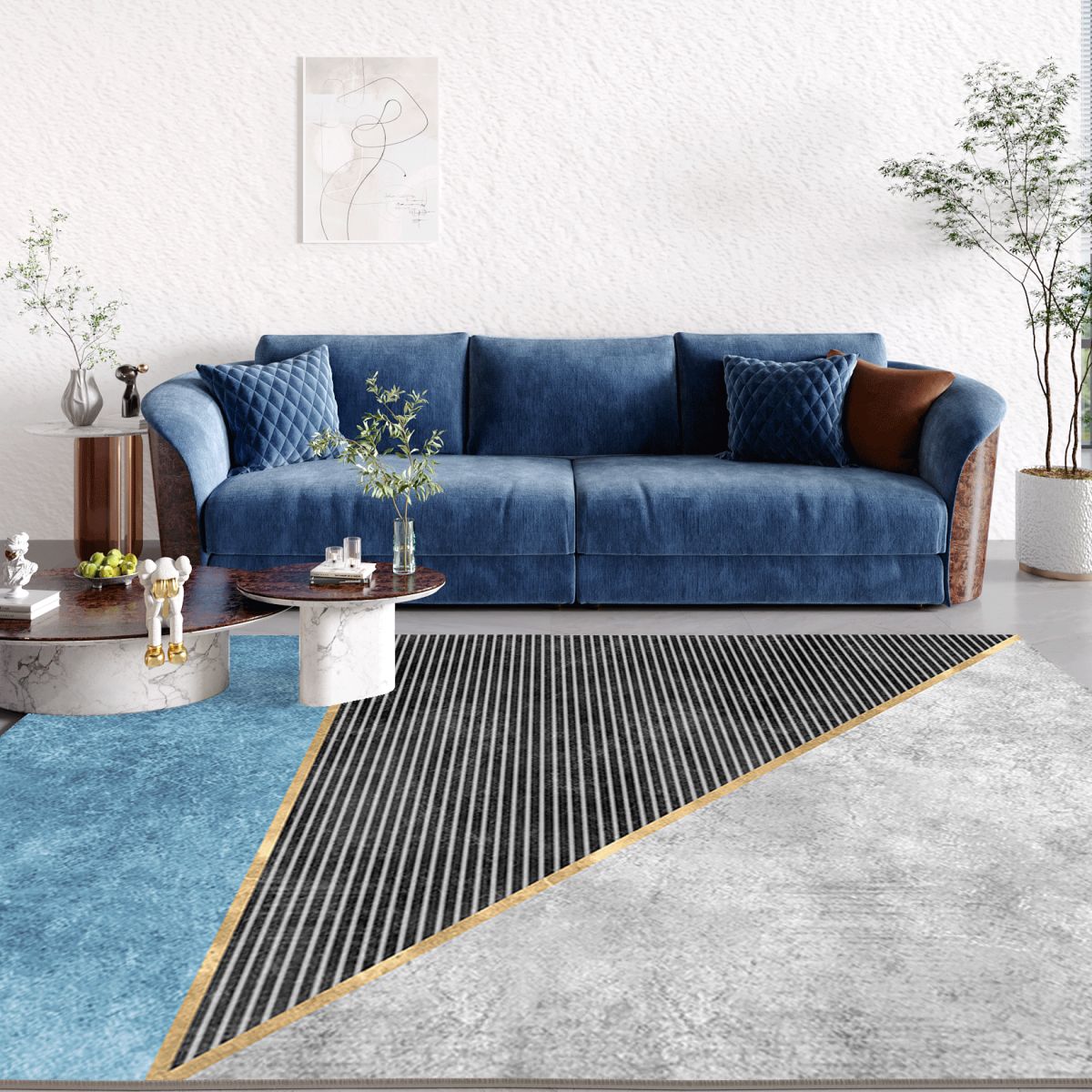 Magnifique tapis de zone de polyester tapis lavable tapis de support sans glissement pour salon