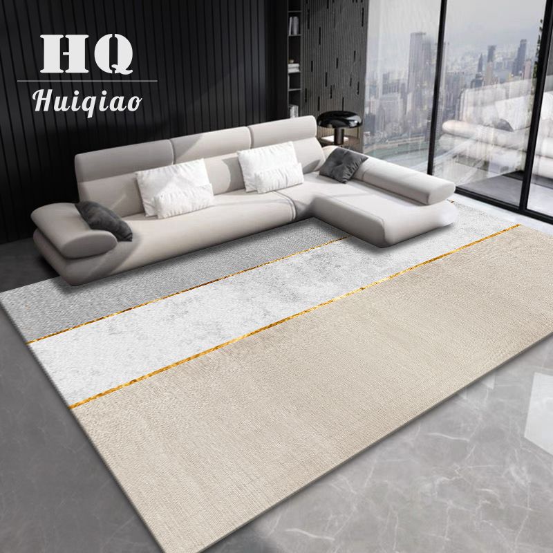 Grey Modern Carpet Geometric Pattern Polyester Area Carpet Stain Resistant Rug for Home Decor