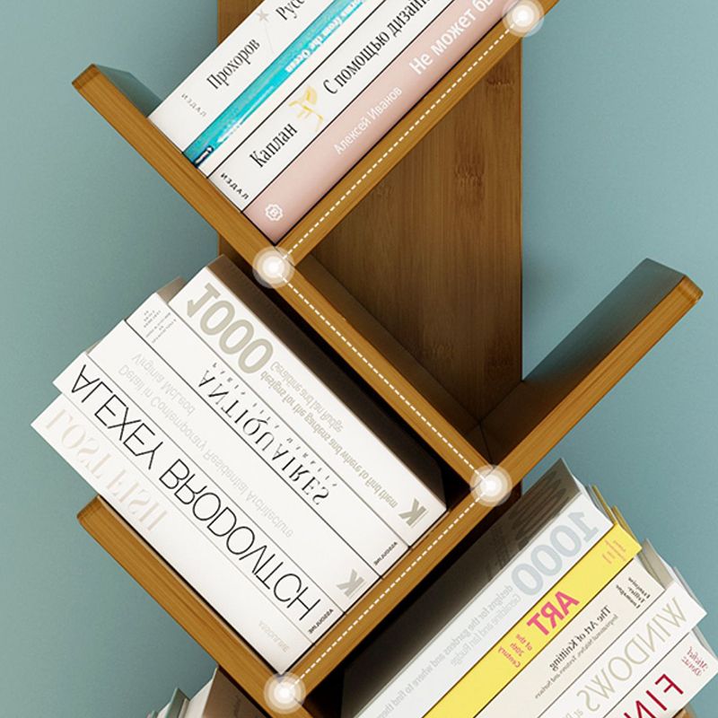 Vertical Contemporary Bamboo Bookcase Closed Back Bookshelf for Home Use