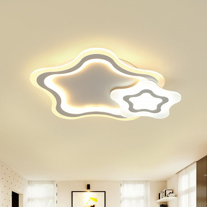 Acrylique Shaded Flush Mount Lighting Kids Style LED White Flush Mount Fixture for Bedroom
