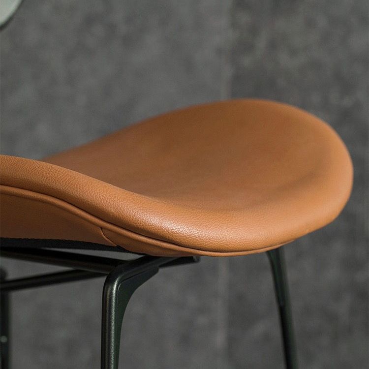 Leather Contoured Seat Barstool Industrial Metal Counter Stool with Backrest 1 Piece