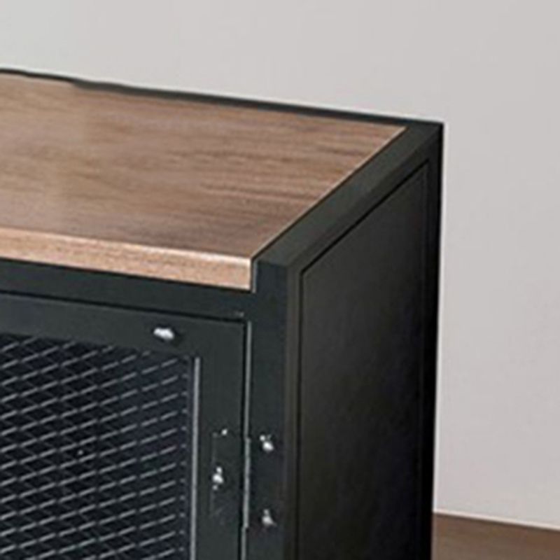 Black Industrial Accent Cabinet with Doors and Bar Pulls Storage Cabinet