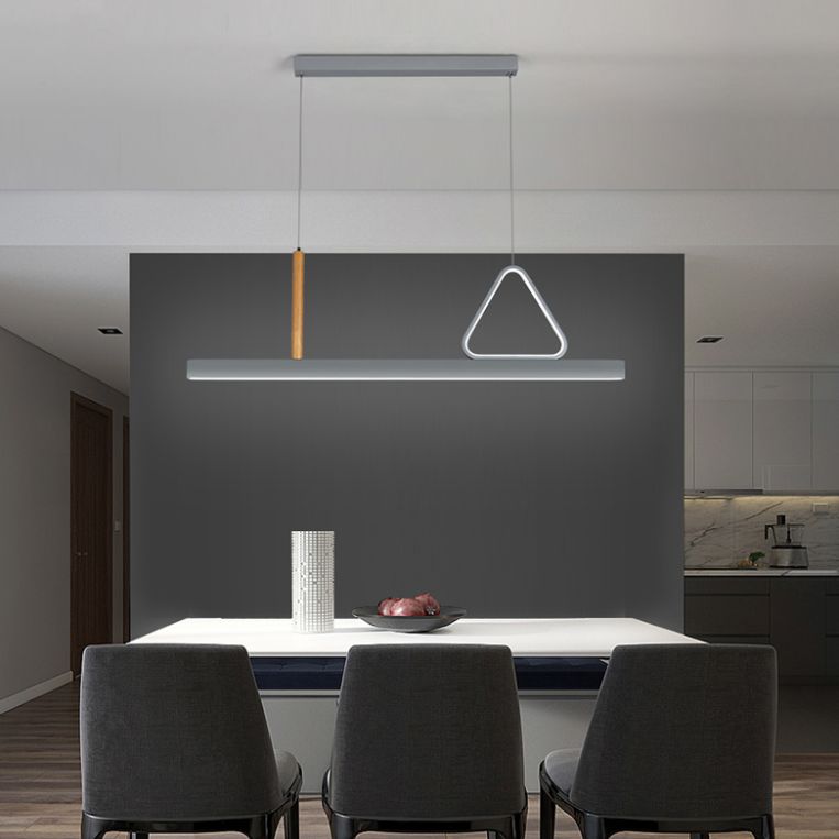 Sala de estar nueva iluminación moderna de isla LED lineal de metal lineal en gris