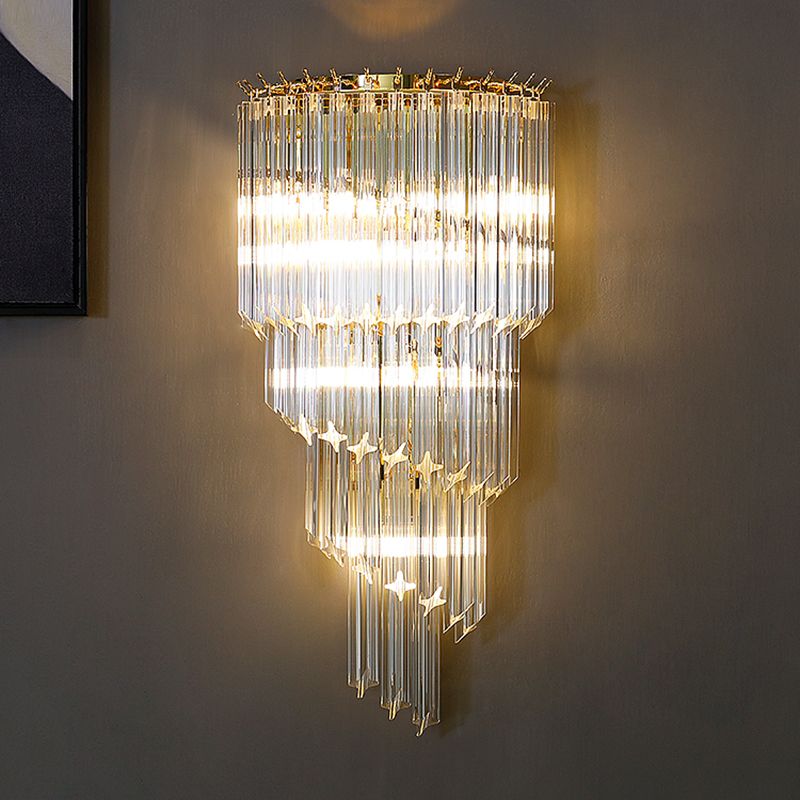 Unique Shade Crystal Wall Sconce Modern Multi-Lights Wall Mount Light Fixture in Gold