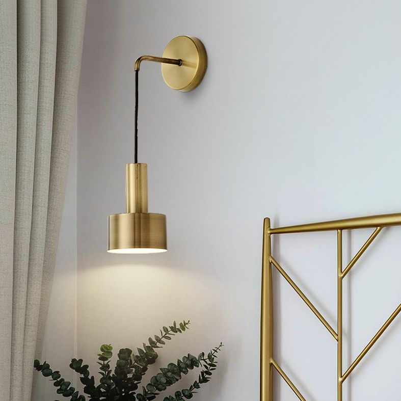 Iluminación de apliques de pared cilíndrica de metal de estilo moderno luz montada en la pared para dormitorio
