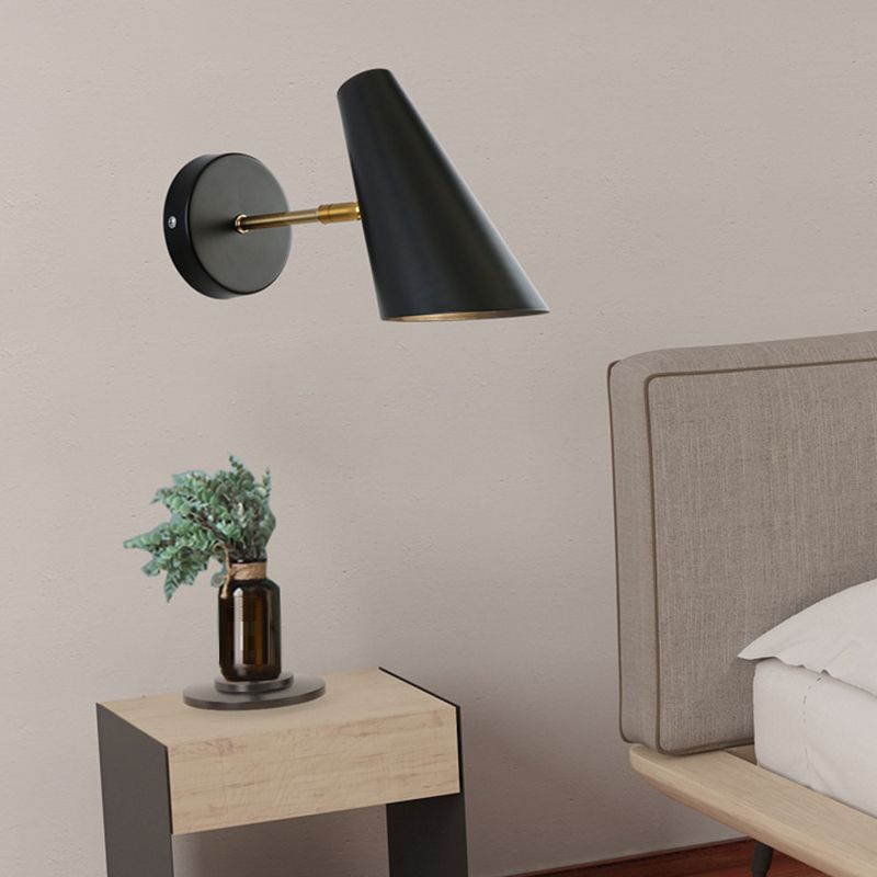 Cone Simplicity Metal 1 Light Wall Light Fixture in Black/White