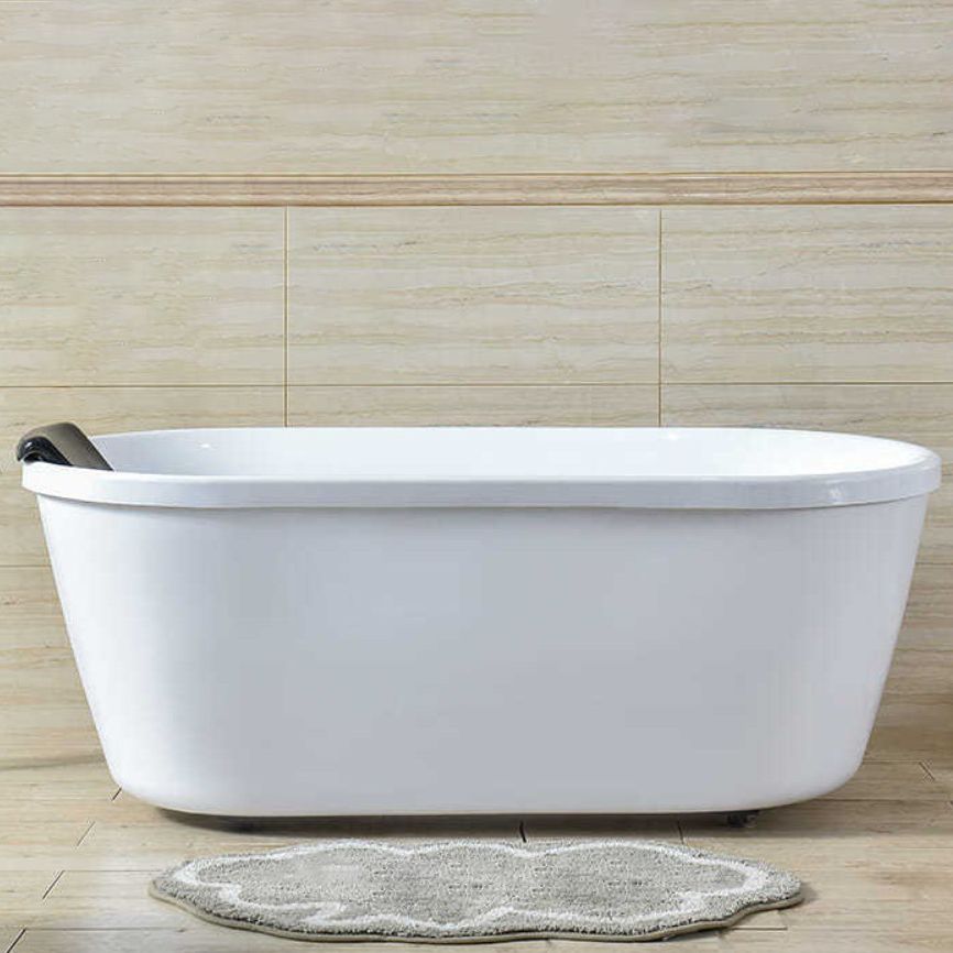 Acrylic Oval Freestanding Bath Soaking 25.59-inch Wide Bathtub in White