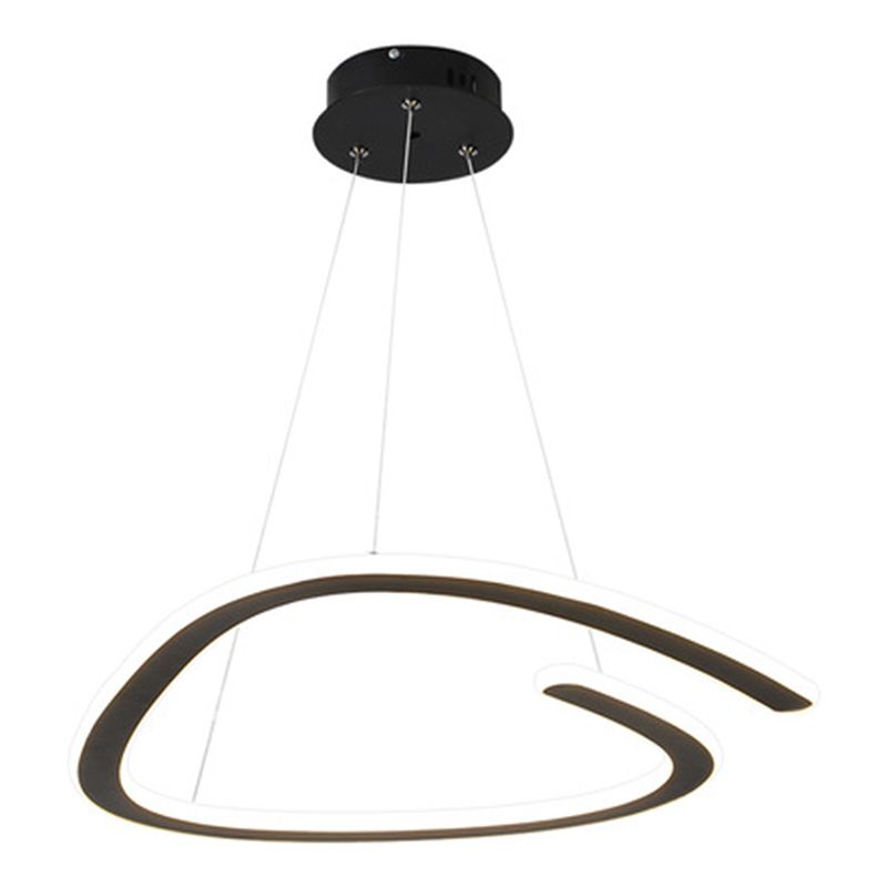 Metal Shaded Chandelier Lighting Fixture Modern LED Suspended Lighting Fixture in Black