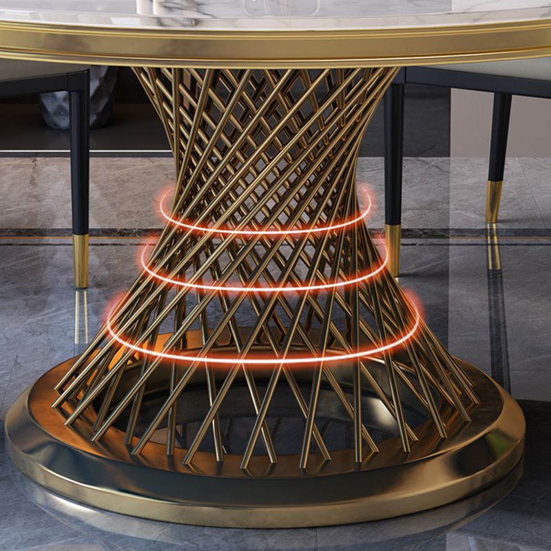 Marble Dining Table Single Pedestal Base Luxury Style Round Table for Dining Room