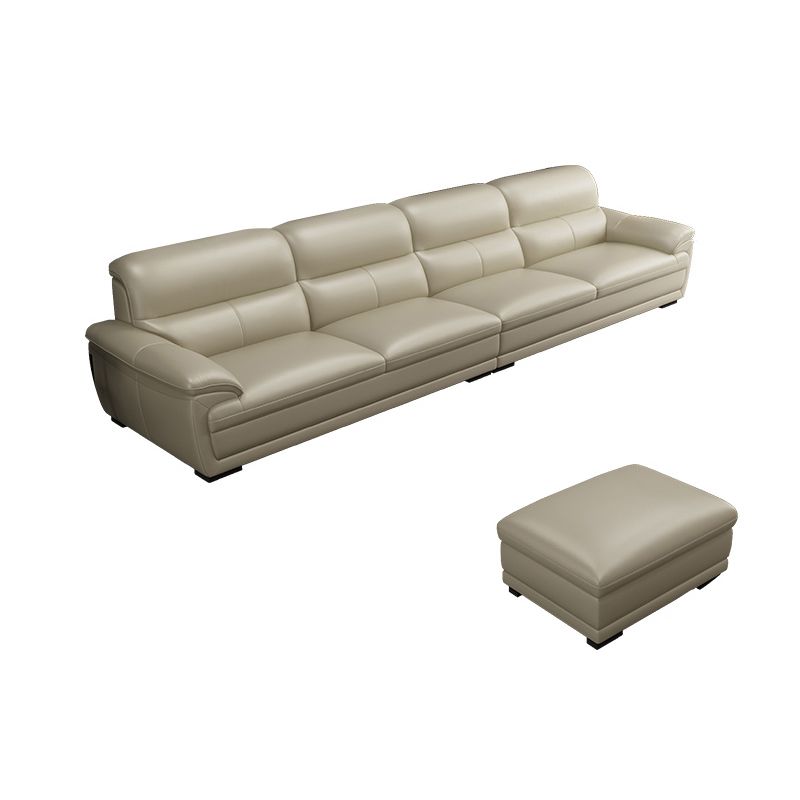 Leather Pillow Top Arm Sectional Sofa 36.22"High Cushion Back Sofa,Beige