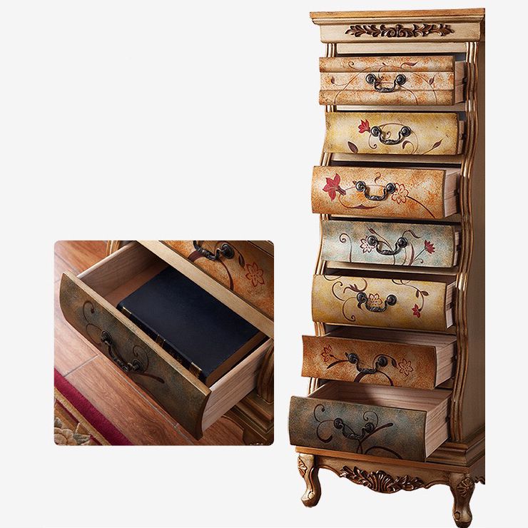 Mid-century Modern Distressed Wood Chest 7- Drawer Rectangle Accent Chest