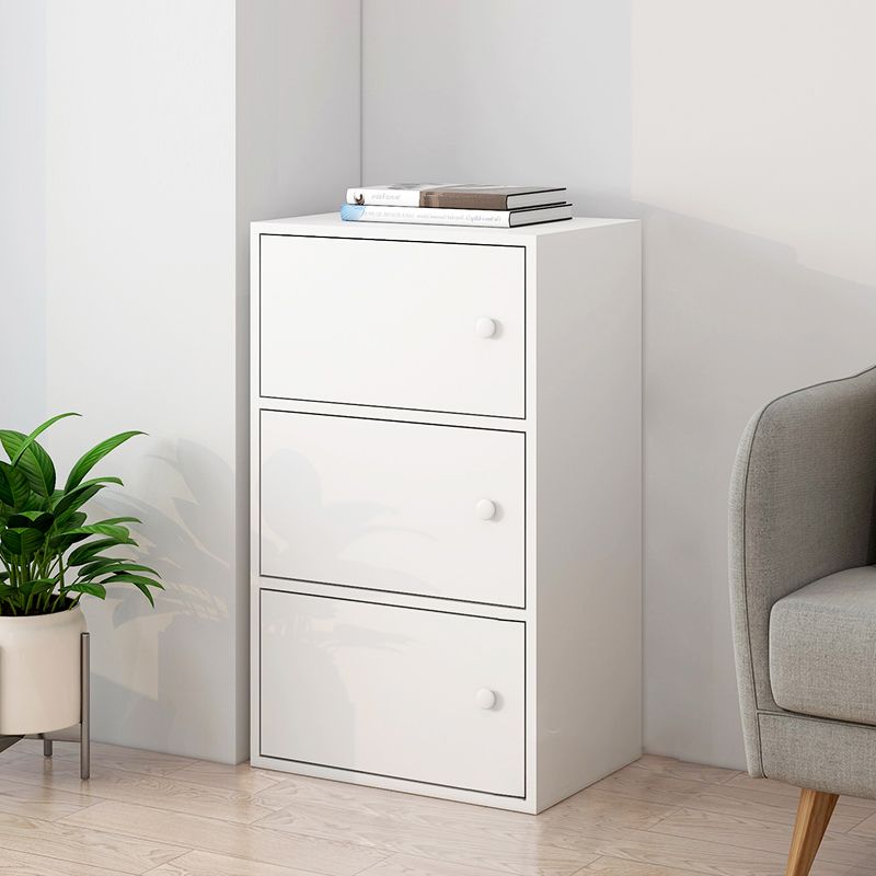 Minimalistic Rectangle Storage Cabinet with Wooden Knobs Doors