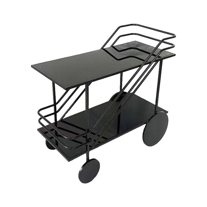 Modern Rectangular Glass Prep Table Home Dining Prep Table with Wheels