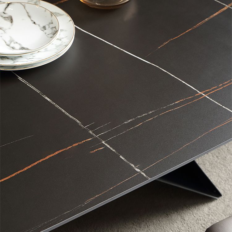 Modern Metal Base Dinette Set 1/4/5/7 Pieces Rectangle Indoor Dining Table Set in Black