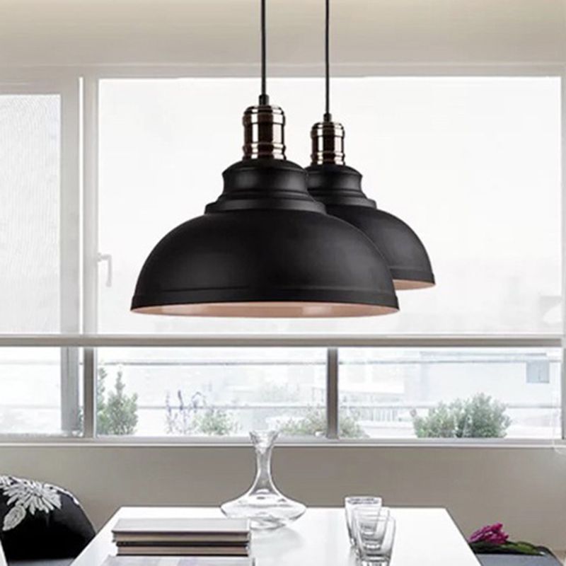 Single Ceiling Light Industrial Dome Shade Iron Hanging Pendant Light for Restaurant
