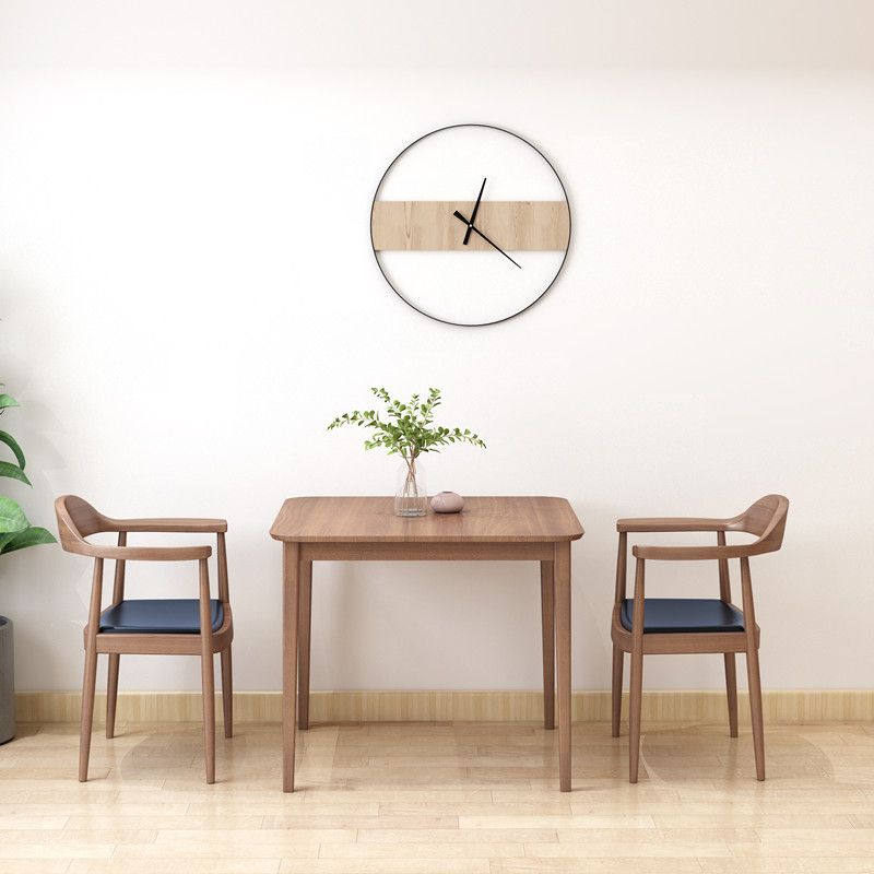 Solid Wood Dining Table Brown Square Dining Table with 4 Legs